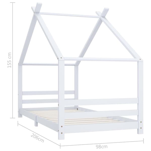 sengestel til børneseng 90x200 cm massivt fyrretræ hvid