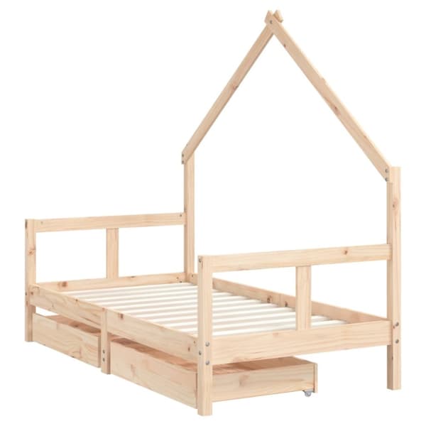 Sängram med lådor för barnsäng 80x160 cm massiv furu