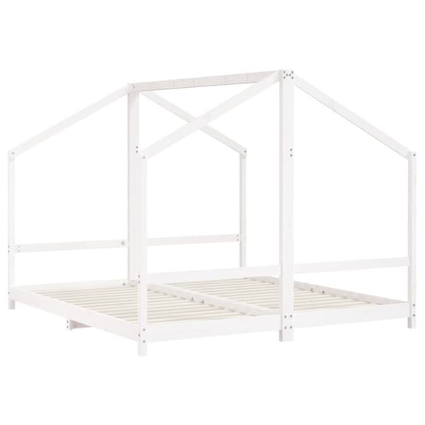sengeramme til juniorseng 2x(90x200) cm massivt fyrretræ hvid