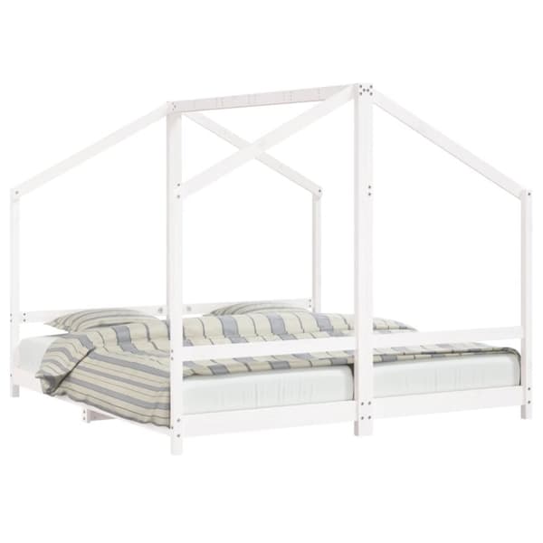 sengeramme til juniorseng 2x(90x190) cm massivt fyrretræ hvid