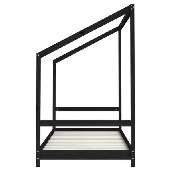 Sängram för barnsäng svart 2x(90x190) cm massiv furu