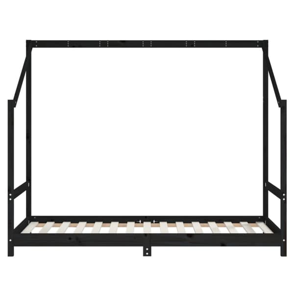 Sängram för barnsäng svart 2x(90x190) cm massiv furu