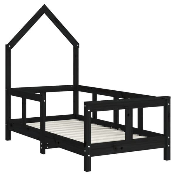 Sängram för barnsäng svart 70x140 cm massiv furu