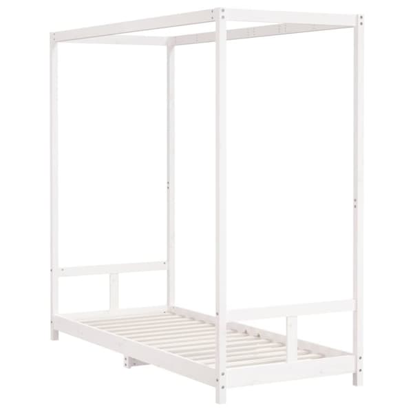 sengeramme til juniorseng 80x200 cm massivt fyrretræ hvid