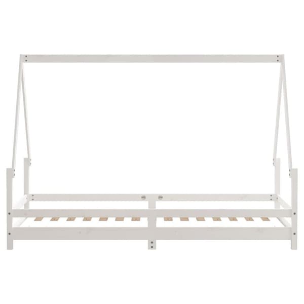 sengeramme til juniorseng 90x200 cm massivt fyrretræ hvid