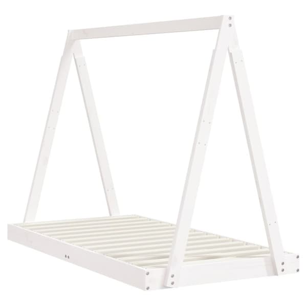 sengeramme til juniorseng 80x160 cm massivt fyrretræ hvid