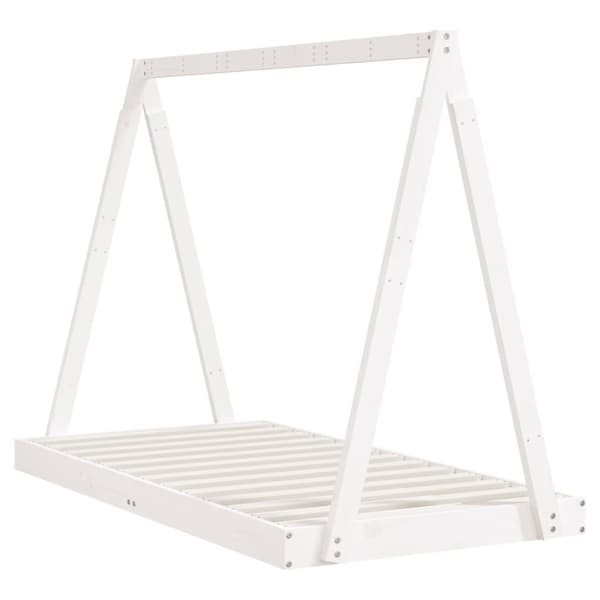 sengeramme til juniorseng 80x160 cm massivt fyrretræ hvid