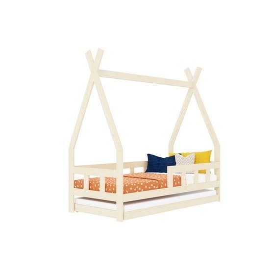 Benlemi - House Bed Like Indian Telt med beskyttende kant - Hegn - 90x200 Cm - Ubehandlet