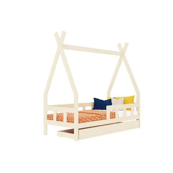 Benlemi - House Bed Like Indian Telt med beskyttende kant - Hegn - 90x200 Cm - Ubehandlet