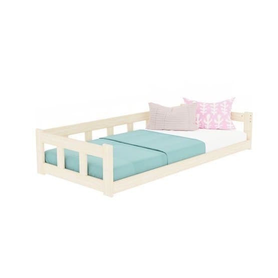 Benlemi - Lav enkeltseng med sidekant - hegn - 80x160 Cm - Ubehandlet