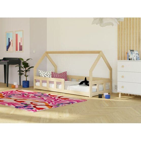 Benlemi - Låg Hussäng Med Skyddskant - Fence - 90x200 Cm - Mörk Grå