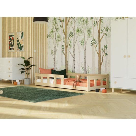 Benlemi - Lav enkeltseng med beskyttende kanter - Hegn - 140x200 Cm - Olieret