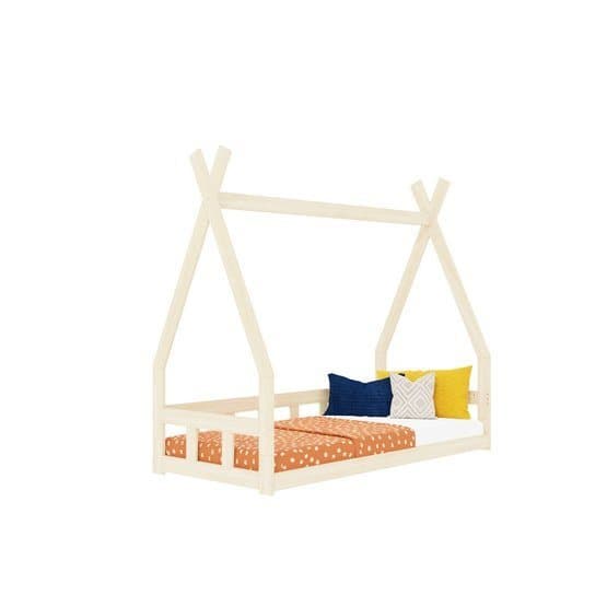 Benlemi - Low House Bed Like an Indian Telt - Hegn - 90x200 Cm - Hvid