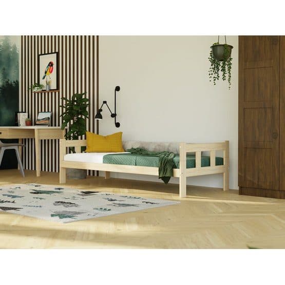 Benlemi - Enkelsäng Med Huvudända - Fence - 120x200 Cm - Mörkgrå