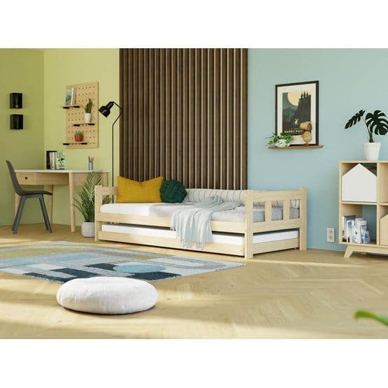 Benlemi - Enkeltseng med sengegavl - Hegn - 80x160 Cm - Olieret