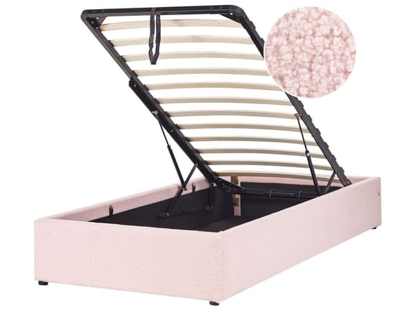 Seng Rosa Polstret 90 x 200 cm Med oppbevaring Uten sengegavl Lamellbunn Soverom Innredning Moderne design