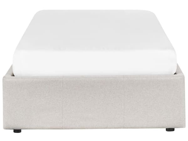 Seng Lys Beige Polstret 90 x 200 cm Med oppbevaring Uten sengegavl Lamellbunn Soverom Innredning Moderne design