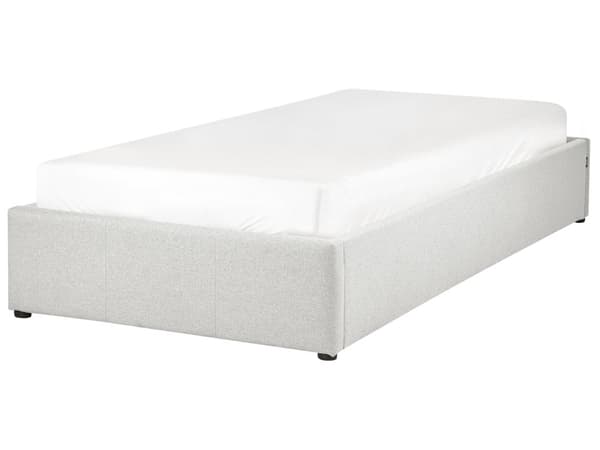 Seng lysegrå Polstret 90 x 200 cm Med oppbevaring Uten sengegavl Lamellbunn Soverom Innredning Moderne design