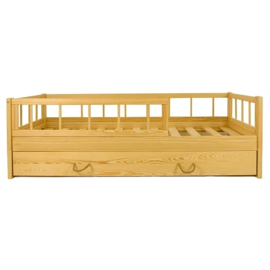 Yhden hengen sänky suojareunalla ja laatikolla - 160x80 cm - Natural