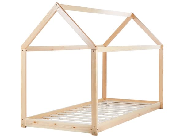Barneseng lys Furu 90 x 200 cm Enkeltseng Seng for småbarn med Spileramme