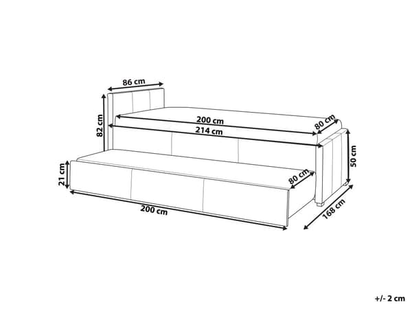 En lysbeige uttrekkbar barneseng med ramme trukket med 80 x 200 cm stoff Rom Soverom