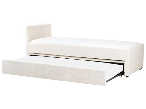 En lysbeige uttrekkbar barneseng med ramme trukket med 80 x 200 cm stoff Rom Soverom