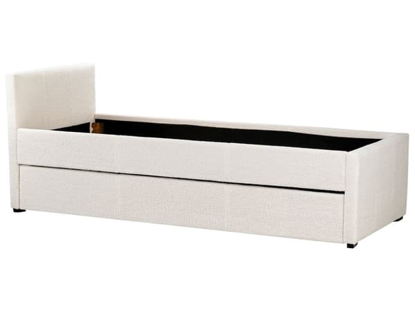 En lysbeige uttrekkbar barneseng med ramme trukket med 80 x 200 cm stoff Rom Soverom