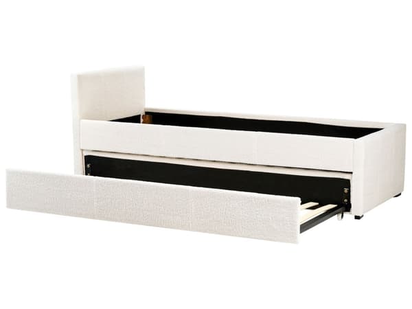 En lysbeige uttrekkbar barneseng med ramme trukket med 80 x 200 cm stoff Rom Soverom