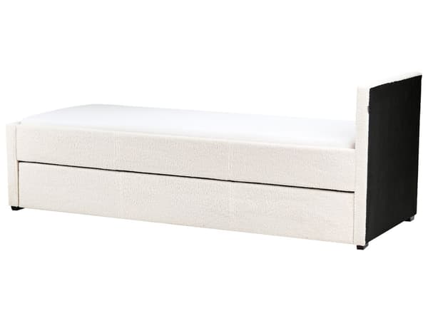 En lysbeige uttrekkbar barneseng med ramme trukket med 80 x 200 cm stoff Rom Soverom