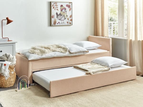 En fersken uttrekkbar barneseng med ramme trukket med 80 x 200 cm stoff Rom Soverom