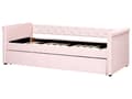 Miniatyrbilde 6 av 11: Enkeltseng Pastellrosa Fløyel 80 x 200 cm Junior Sovesofa med Uttrekkbar Dobbeltseng Quiltet Ryggstøtte til Barnerommet Multifunksjonell Design