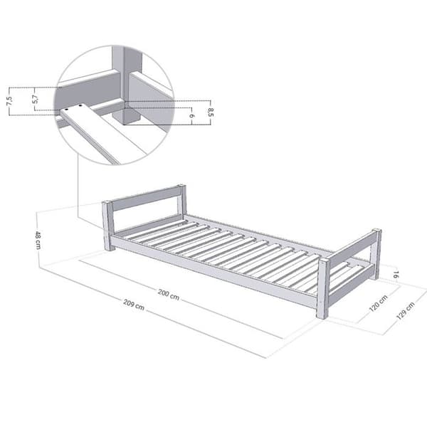 KIDDY barnsäng 120 x 200 naturträ