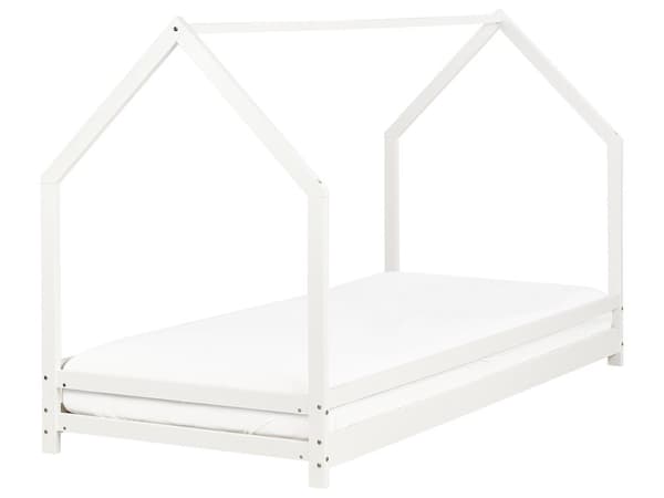 Barneseng Hvit Furu 90 x 200 cm med Lamellbunn Seng for småbarn Moderne Barneværelse