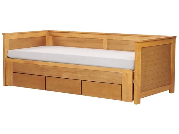 Sengeramme med Oppbevaring Lys Tre Gummitre 90 x 200 cm Gjesteseng