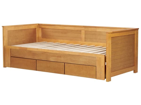 Sengeramme med Oppbevaring Lys Tre Gummitre 90 x 200 cm Gjesteseng