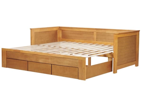Sengeramme med Oppbevaring Lys Tre Gummitre 90 x 200 cm Gjesteseng