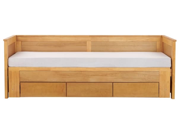 Sengeramme med Oppbevaring Lys Tre Gummitre 90 x 200 cm Gjesteseng