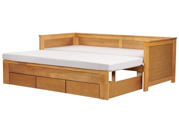 Sengeramme med Oppbevaring Lys Tre Gummitre 90 x 200 cm Gjesteseng