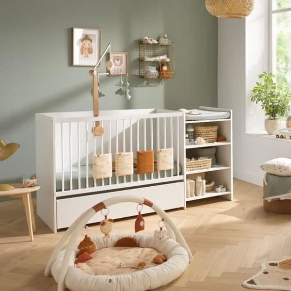 Kombinerad babysäng - 120x60cm - Konvertibel till 90x190cm - Babyprice First - Vitt trä
