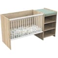 Miniatyrbild 3 av 5: Kombinerad babysäng - 120x60cm - Konvertibel till 90x190cm - Babyprice Up - Trädekor - Med skötbord och hylla