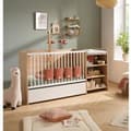 Miniatyrbild 1 av 5: Kombinerad babysäng - 120x60cm - Konvertibel till 90x190cm - Babyprice Up - Trädekor - Med skötbord och hylla