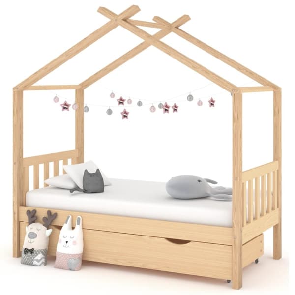 vidaXL sengeramme til juniorseng 80x160 cm med skuffe massivt fyrretræ -  Tremmesenge & børnesenge