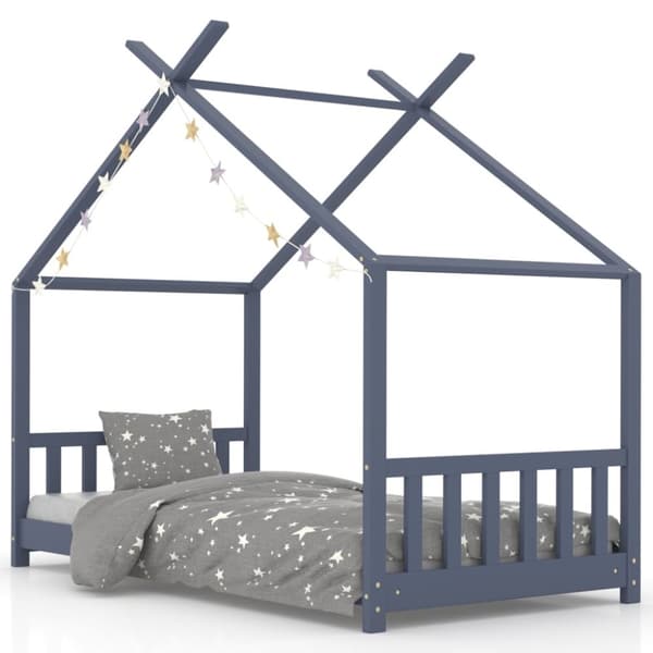 vidaXL Lasten sängynrunko harmaa täysi mänty 70x140 cm -  Matka- & lastensängyt