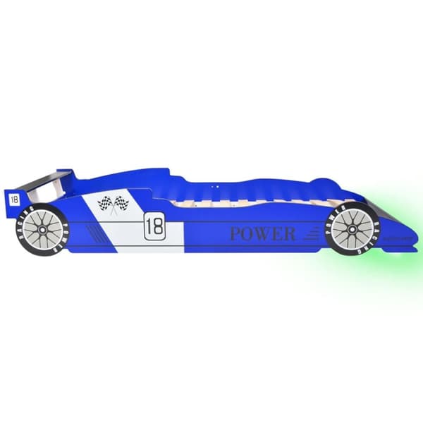 vidaXL LED Barnsäng racerbil 90x200 cm blå - Spjälsängar & barnsängar
