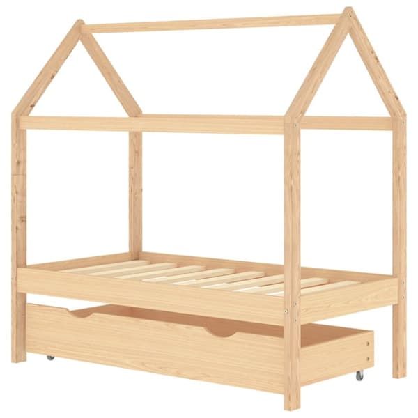 vidaXL Barnsäng med låda massiv furu 70x140 cm -  Spjälsängar & barnsängar