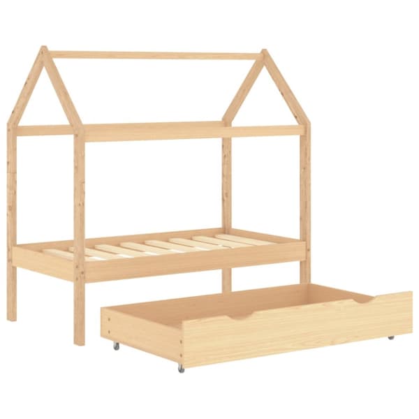 vidaXL Barnsäng med låda massiv furu 70x140 cm -  Spjälsängar & barnsängar