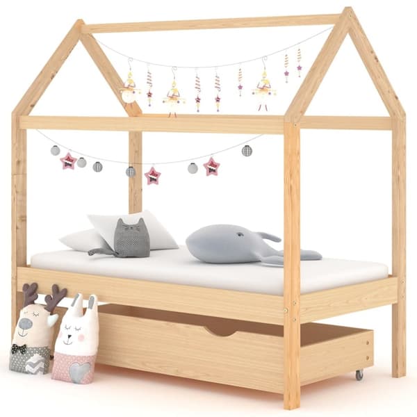 vidaXL Barnsäng med låda massiv furu 70x140 cm -  Spjälsängar & barnsängar