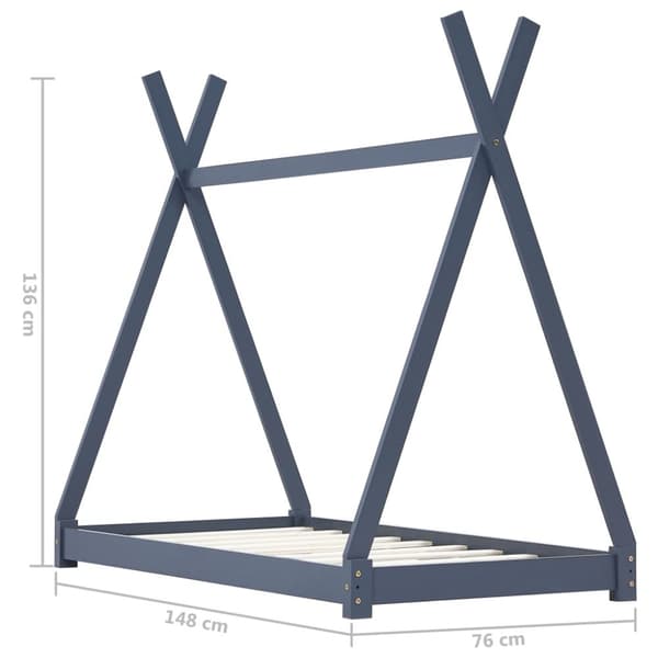 vidaXL sengestel til børneseng 70 x 140 cm massivt fyrretræ grå -  Tremmesenge & børnesenge