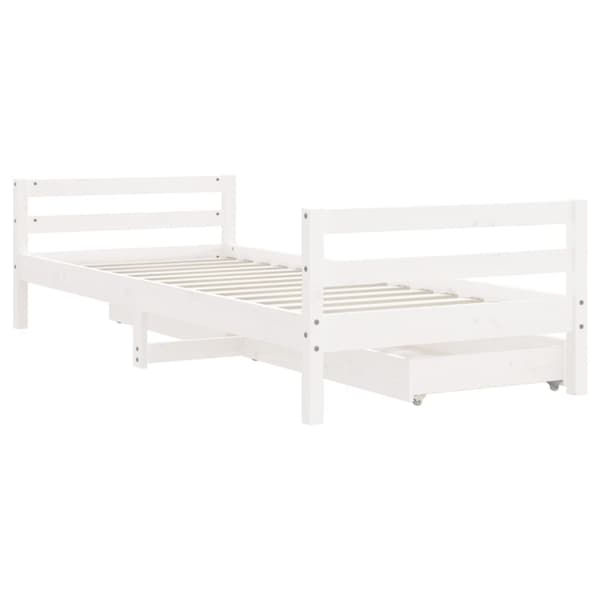 vidaXL Sängram med lådor för barn vit 90x190 cm massiv furu -  Spjälsängar & barnsängar