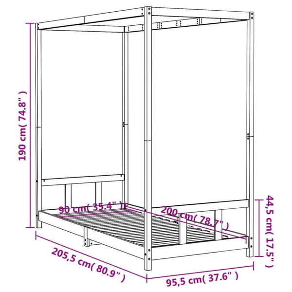 vidaXL sengeramme til juniorseng 90x200 cm massivt fyrretræ hvid - Tremmesenge & børnesenge